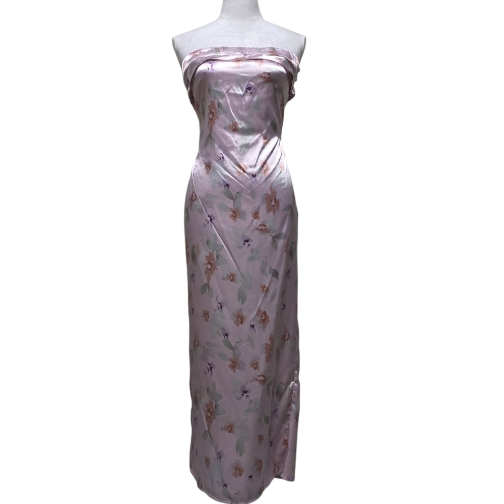 Cherley Pink Floral Strapless Maxi Dress Size Large